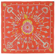 Carré 140 Les Cles Pattern Scarf Red/Multi