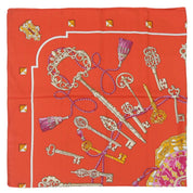 Carré 140 Les Cles Pattern Scarf Red/Multi