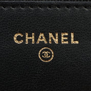 2018 Matelassé Stitch CC Mark Plate Chain Wallet Black