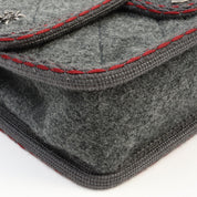 2015-ish Wool Matelassé Stitch CC Turn-lock Chain Shoulder Bag Gray