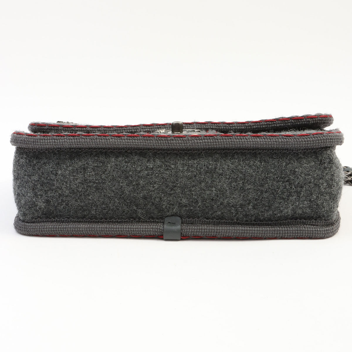 2015-ish Wool Matelassé Stitch CC Turn-lock Chain Shoulder Bag Gray