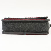 2015-ish Wool Matelassé Stitch CC Turn-lock Chain Shoulder Bag Gray