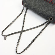 2015-ish Wool Matelassé Stitch CC Turn-lock Chain Shoulder Bag Gray
