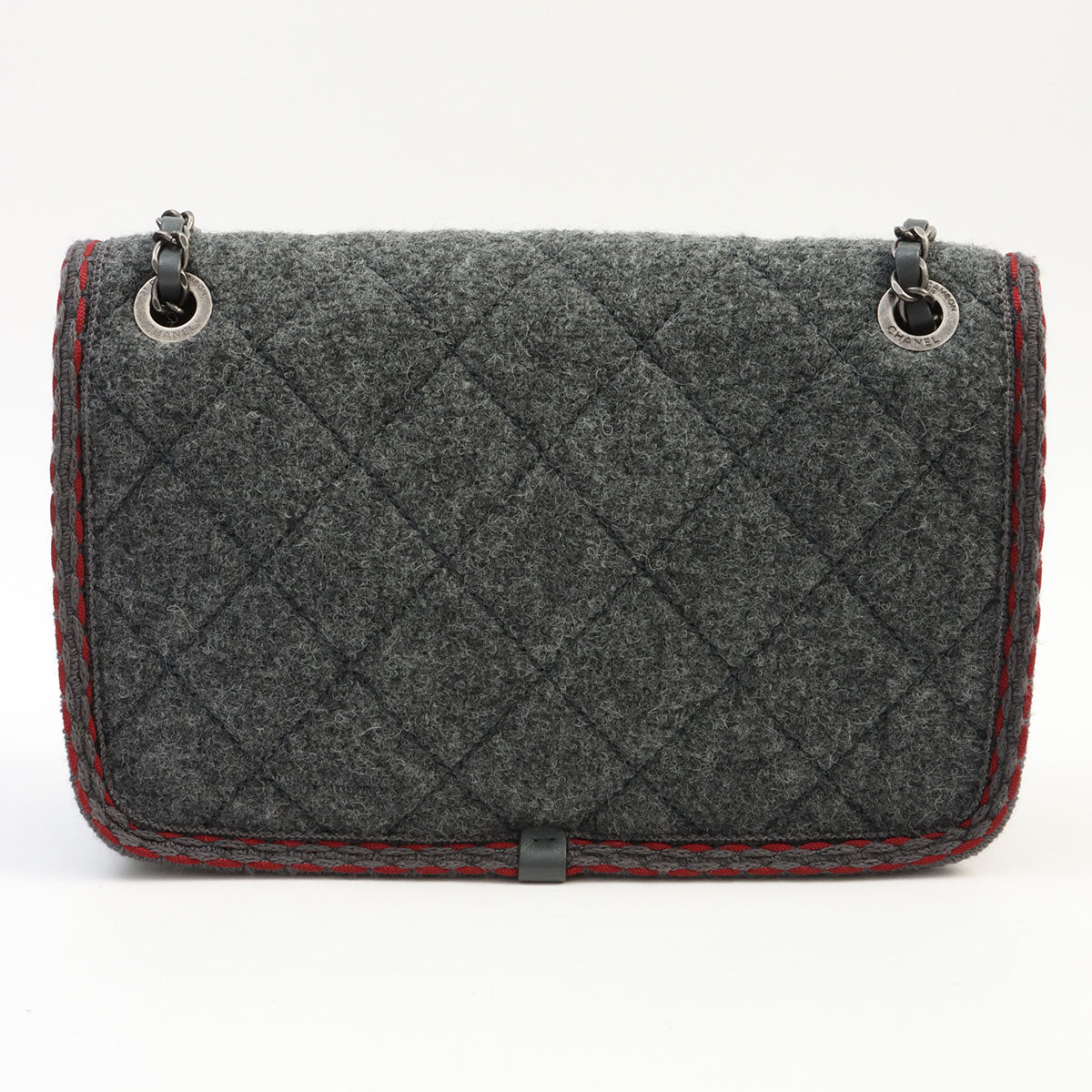 2015-ish Wool Matelassé Stitch CC Turn-lock Chain Shoulder Bag Gray