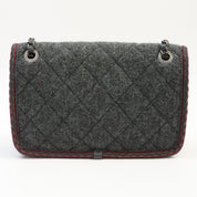 2015-ish Wool Matelassé Stitch CC Turn-lock Chain Shoulder Bag Gray