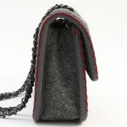 2015-ish Wool Matelassé Stitch CC Turn-lock Chain Shoulder Bag Gray