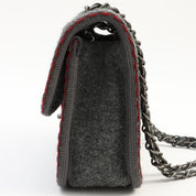 2015-ish Wool Matelassé Stitch CC Turn-lock Chain Shoulder Bag Gray