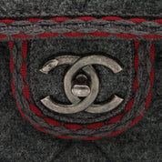 2015-ish Wool Matelassé Stitch CC Turn-lock Chain Shoulder Bag Gray