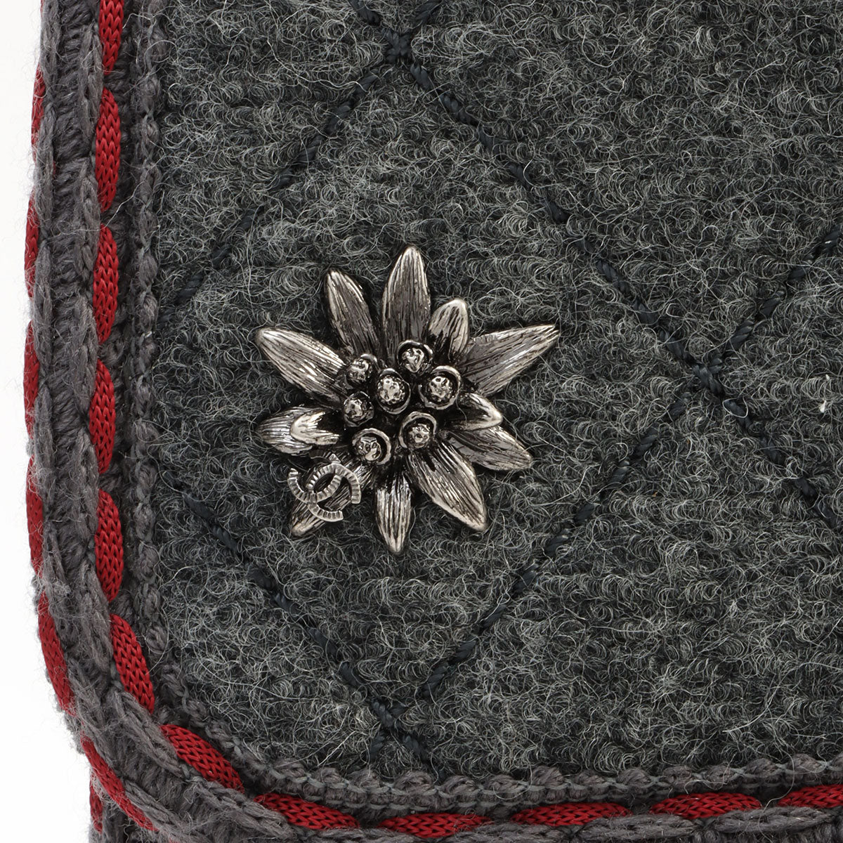 2015-ish Wool Matelassé Stitch CC Turn-lock Chain Shoulder Bag Gray
