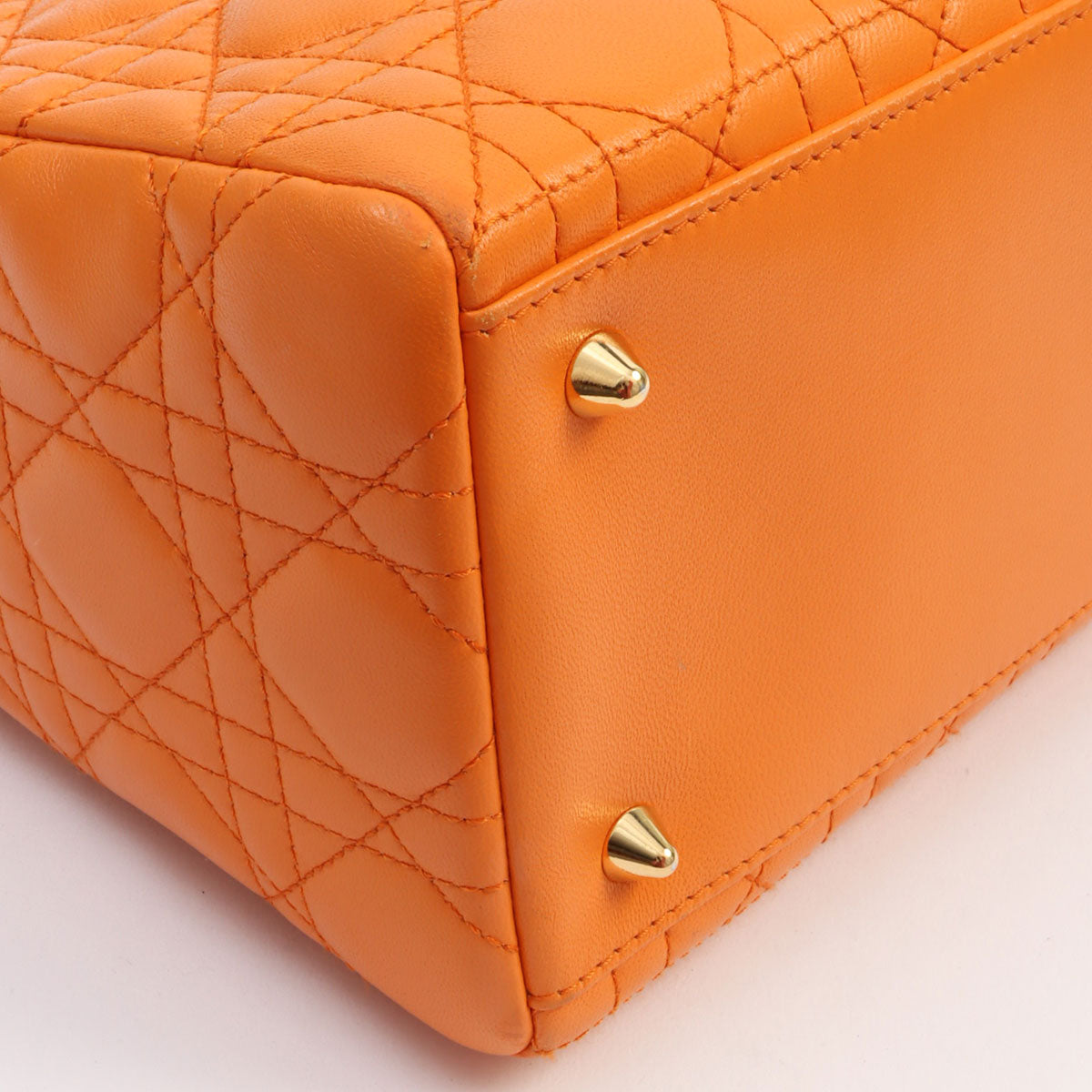 Lady Dior Cannage Stitch 2-way Bag M Orange