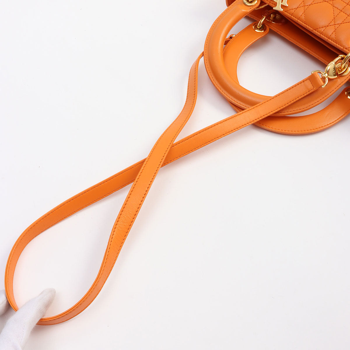 Lady Dior Cannage Stitch 2-way Bag M Orange