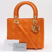 Lady Dior Cannage Stitch 2-way Bag M Orange