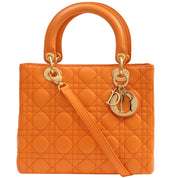 Lady Dior Cannage Stitch 2-way Bag M Orange