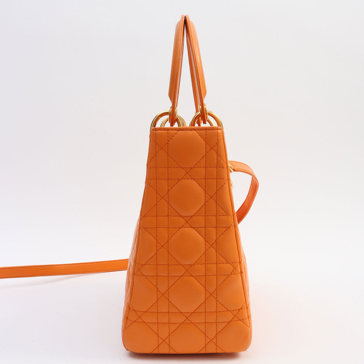 Lady Dior Cannage Stitch 2-way Bag M Orange
