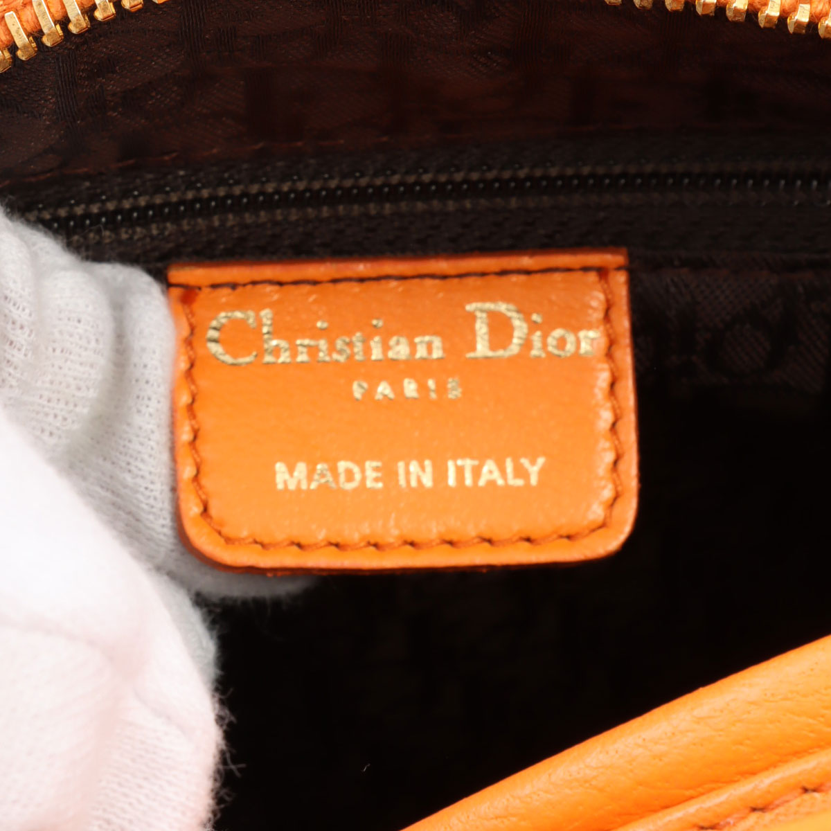 Lady Dior Cannage Stitch 2-way Bag M Orange