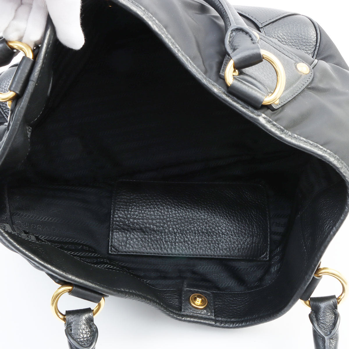 Nylon Logo Tote Bag - Black