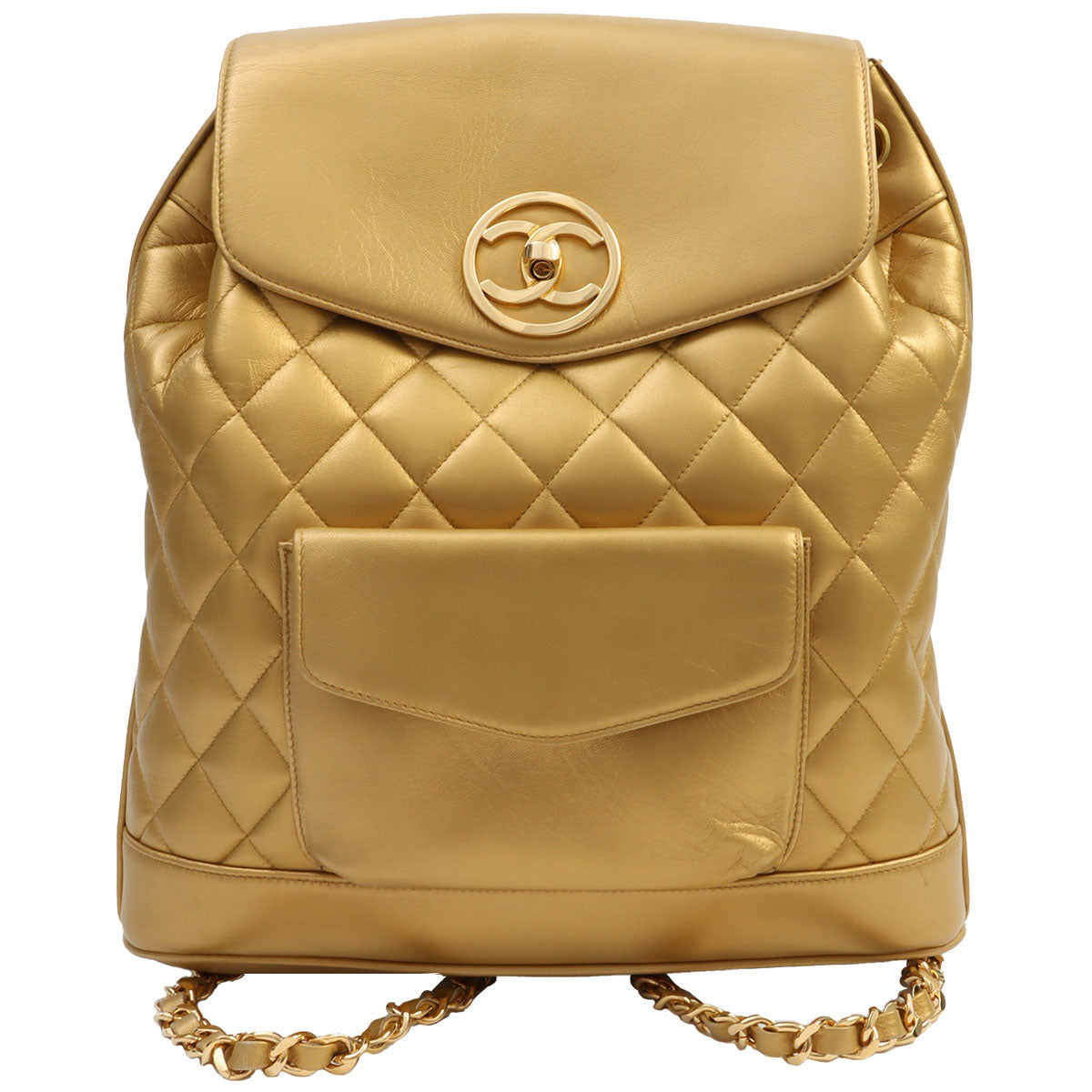 Circa 1992 Circle CC Turn-lock Backpack, Gold