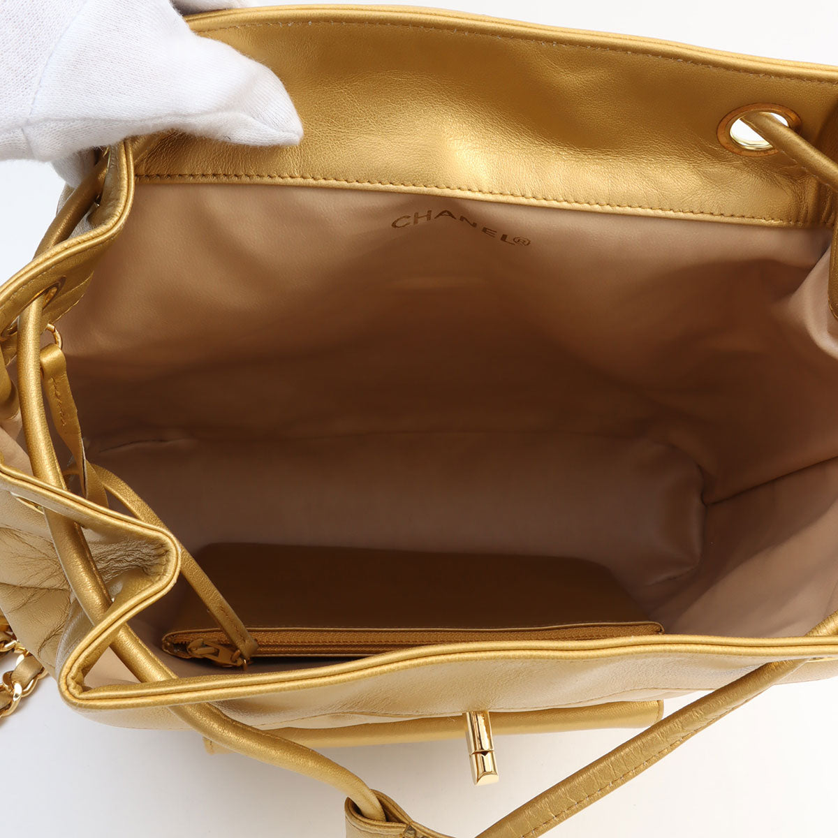Circa 1992 Circle CC Turn-lock Backpack, Gold