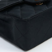 Circa 1990 Silk Satin Classic Flap Chain Mini Bag, Black