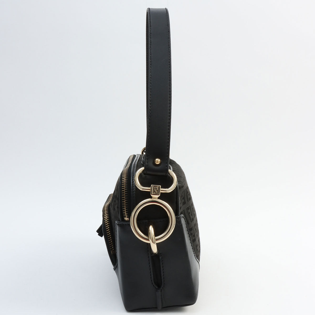 FF Zucchino Pattern Logo Charm 2-Way Bag Black