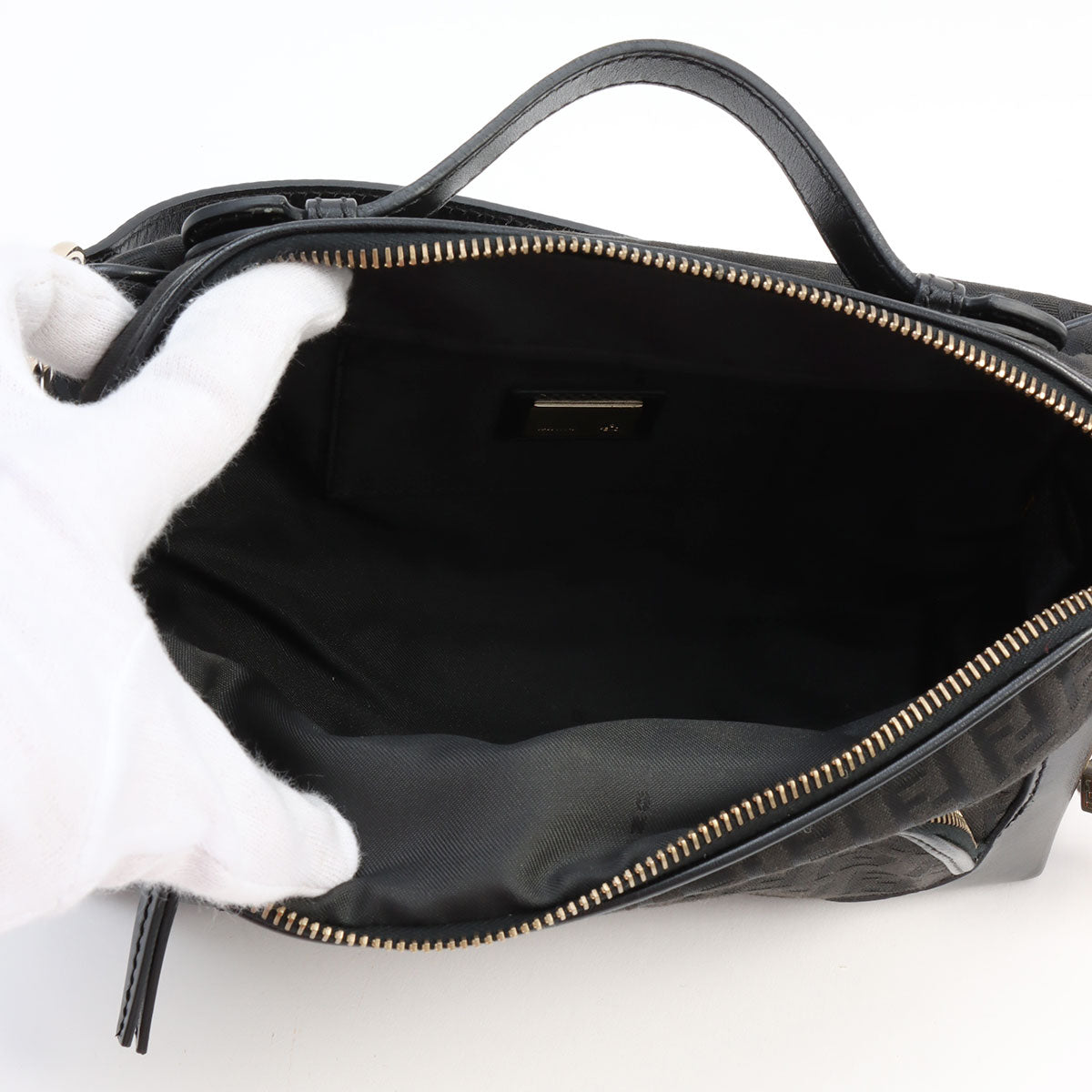 FF Zucchino Pattern Logo Charm 2-Way Bag Black