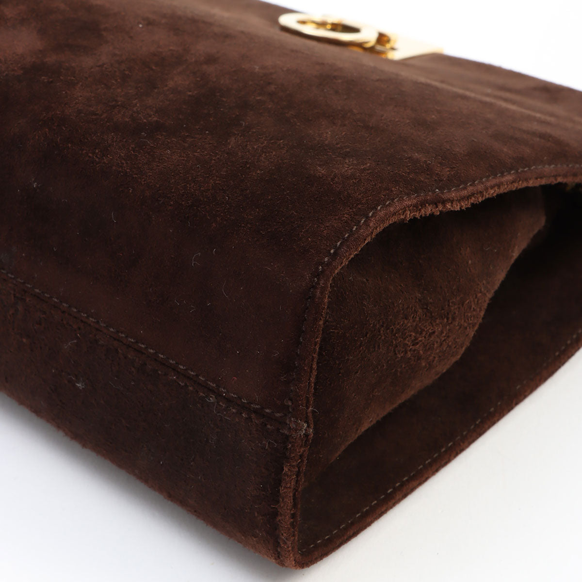 Suede Gancini Plate Chain Shoulder Bag Brown