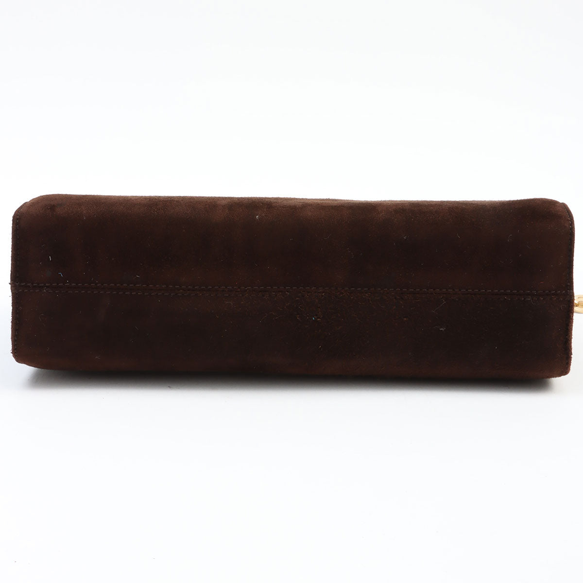 Suede Gancini Plate Chain Shoulder Bag Brown