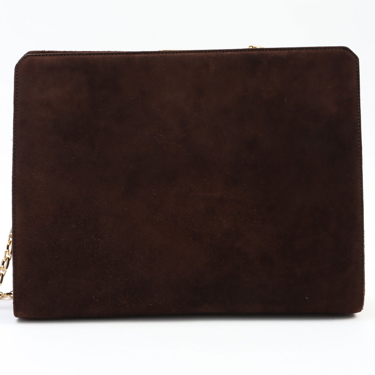 Suede Gancini Plate Chain Shoulder Bag Brown