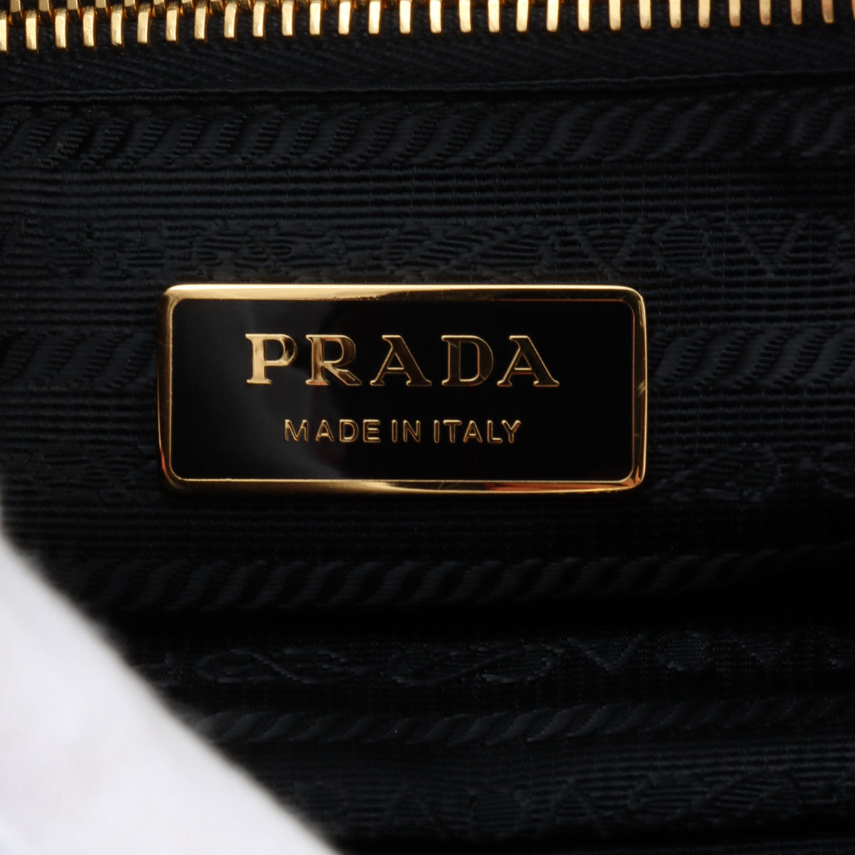 Nylon logo plate shoulder bag in black