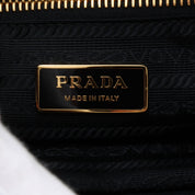 Nylon logo plate shoulder bag in black