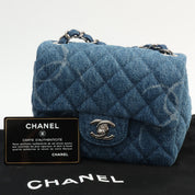c. 2021 Denim Classic Flap Chain Mini Bag, Indigo