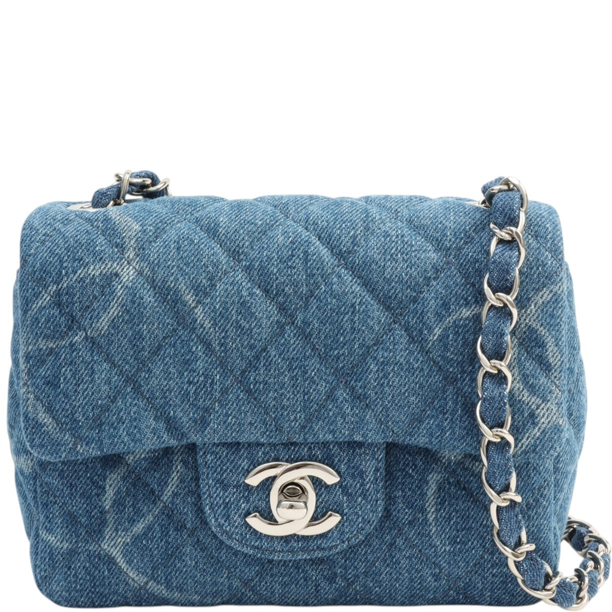 c. 2021 Denim Classic Flap Chain Mini Bag, Indigo