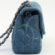 c. 2021 Denim Classic Flap Chain Mini Bag, Indigo