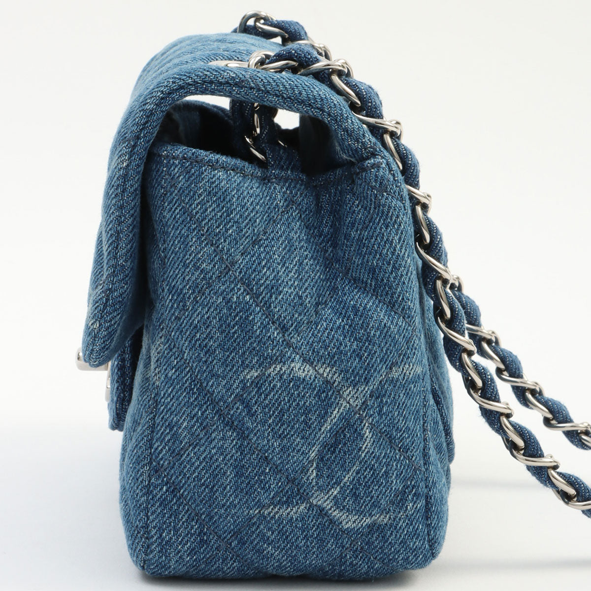 c. 2021 Denim Classic Flap Chain Mini Bag, Indigo