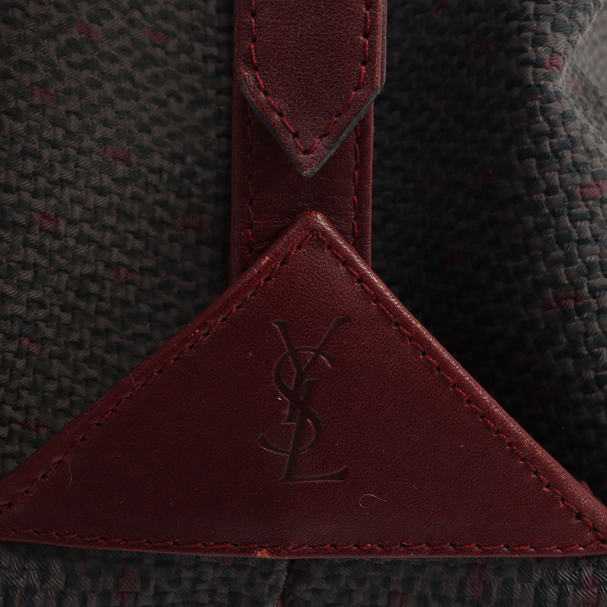 Logo Embossed Handbag Bordeaux/Brown