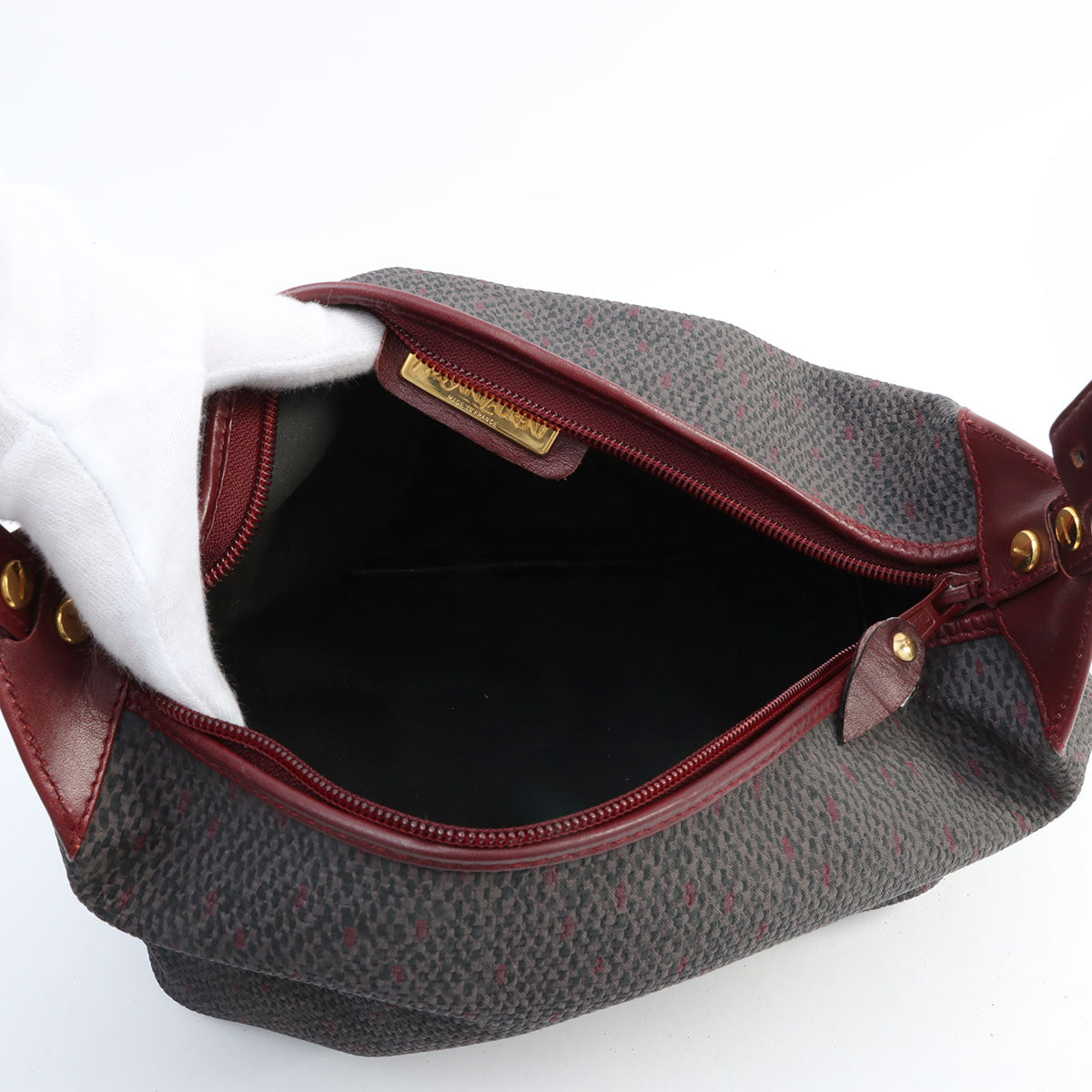 Logo Embossed Handbag Bordeaux/Brown