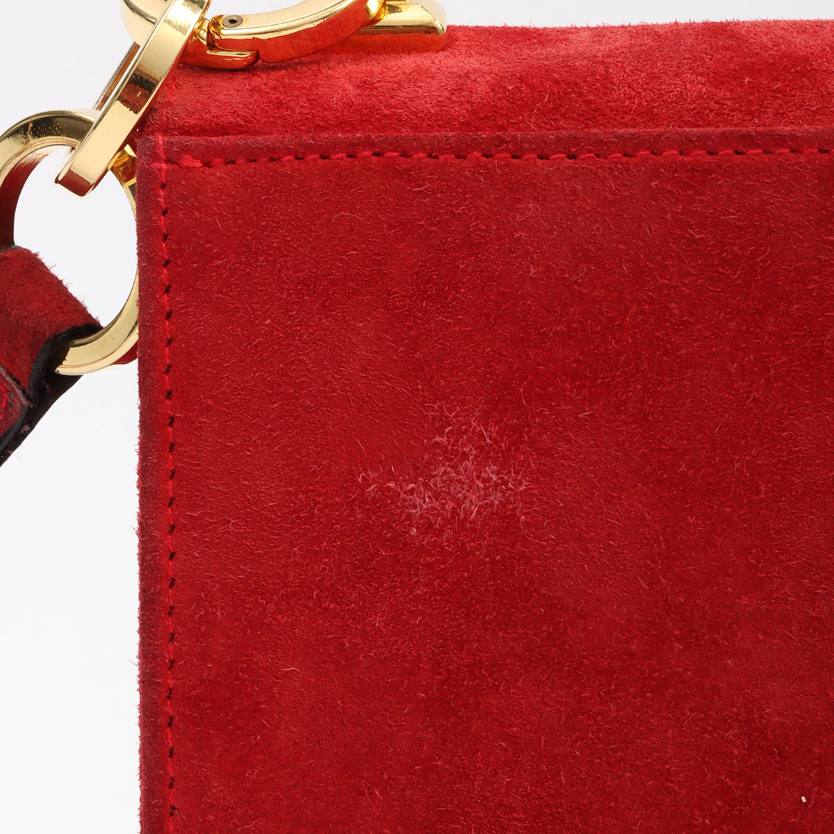 Suede Gancini Plate Mini Shoulder Bag Red
