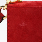 Suede Gancini Plate Mini Shoulder Bag Red