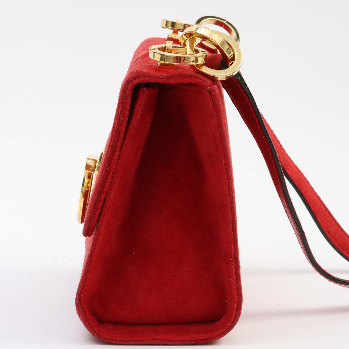 Suede Gancini Plate Mini Shoulder Bag Red