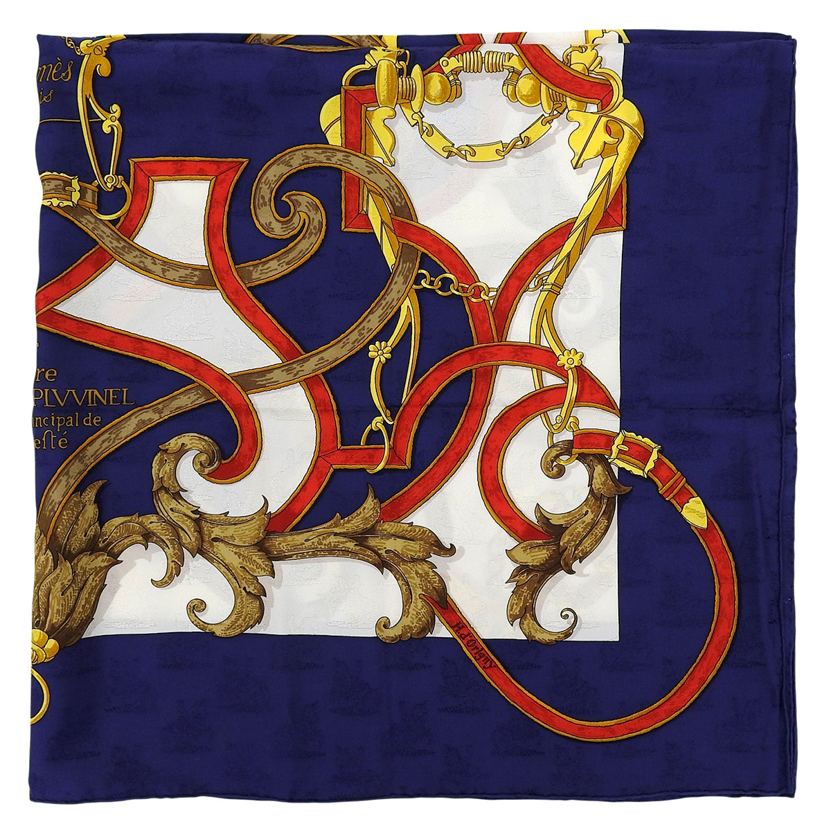 Carré 90 L'INSTRUCTION DU ROY Pattern Scarf Navy/Multi