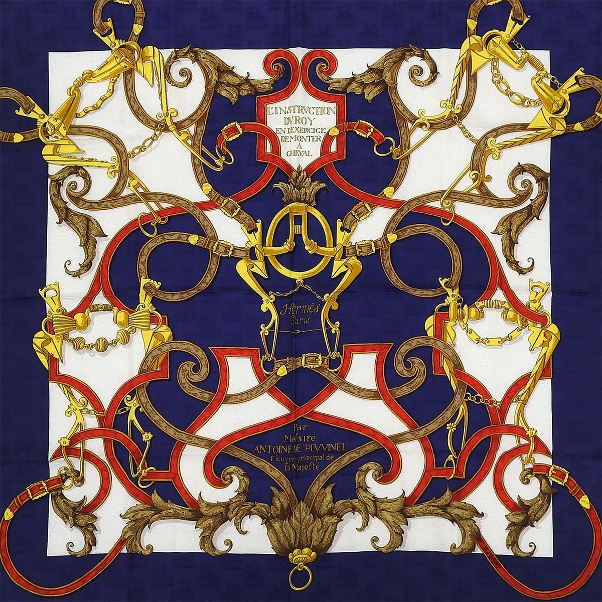 Carré 90 L'INSTRUCTION DU ROY Pattern Scarf Navy/Multi