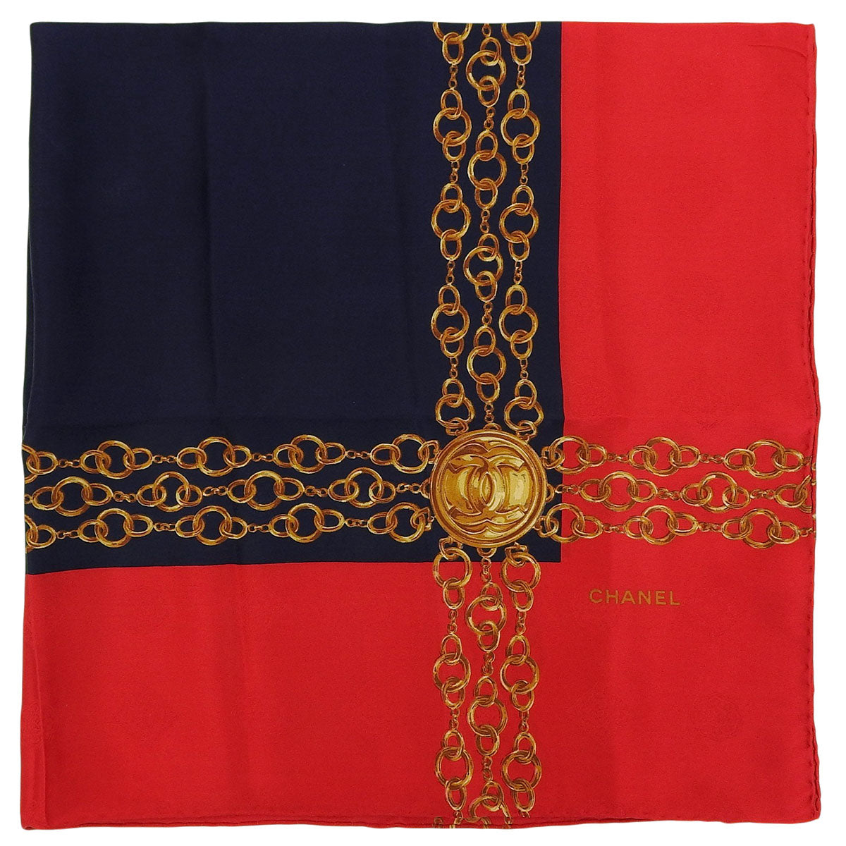 CC Mark Chain Pattern Scarf Red/Navy