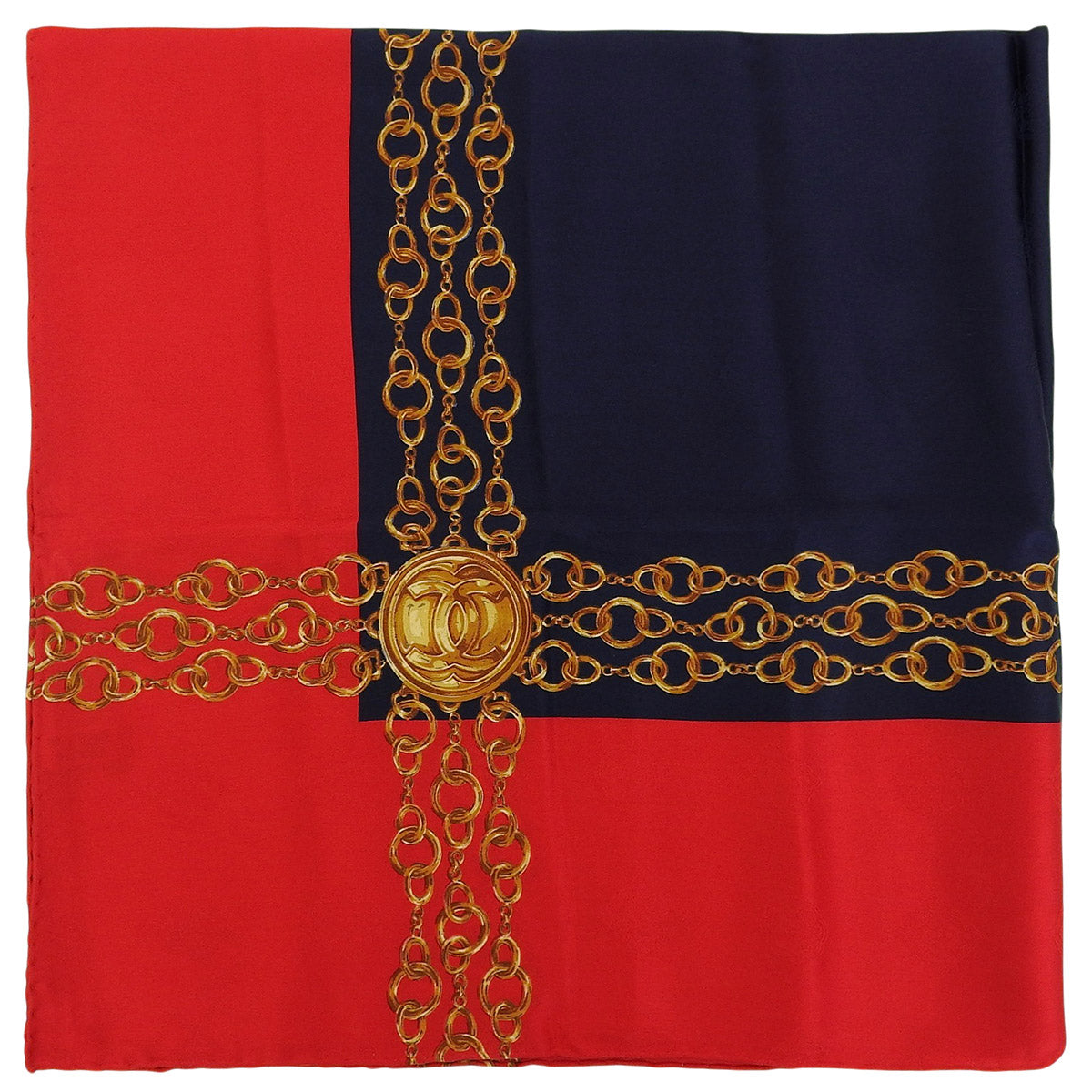 CC Mark Chain Pattern Scarf Red/Navy