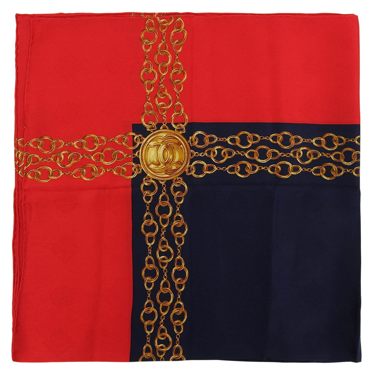 CC Mark Chain Pattern Scarf Red/Navy