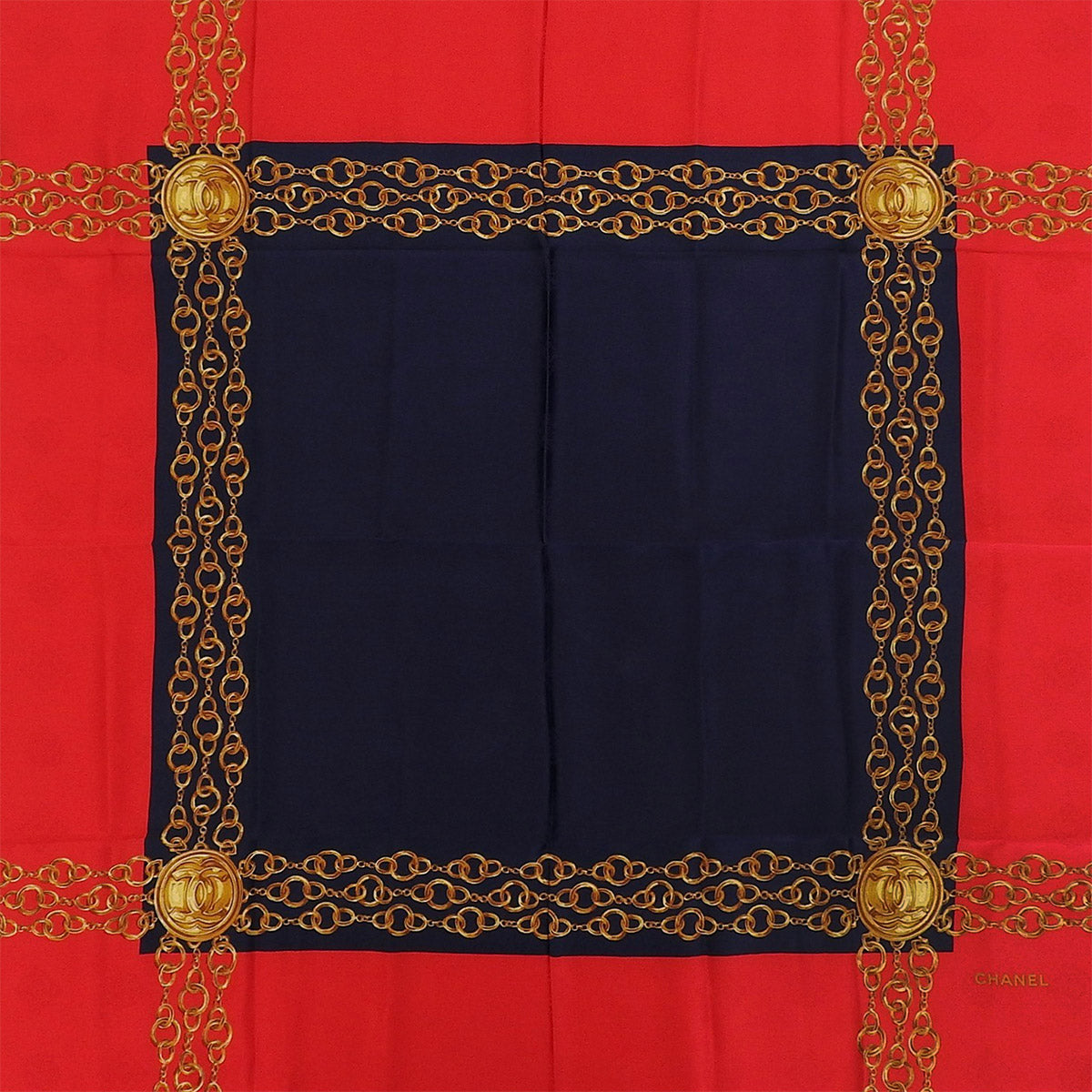 CC Mark Chain Pattern Scarf Red/Navy