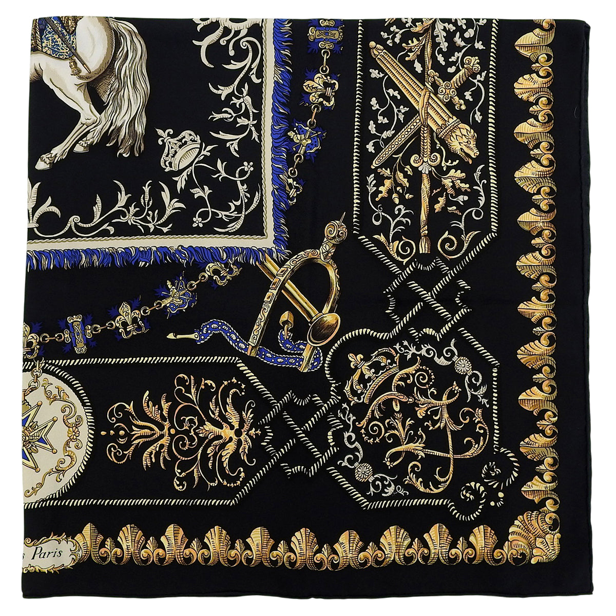 Carré 90 Lvdovicvs Magnvs Scarf Black/Yellow/Blue