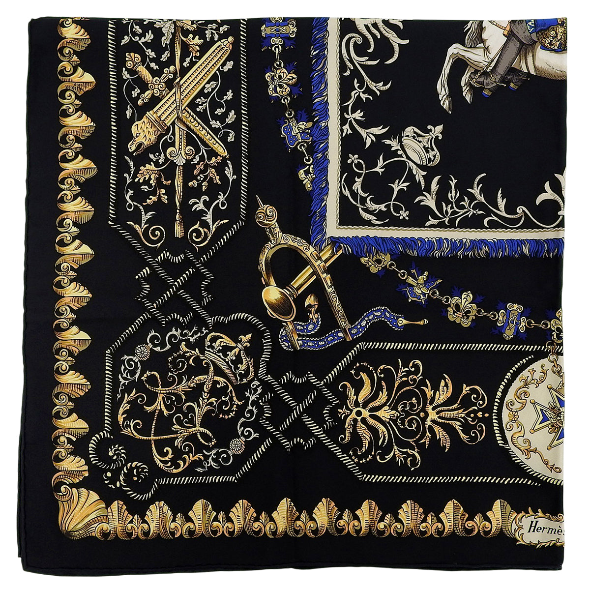 Carré 90 Lvdovicvs Magnvs Scarf Black/Yellow/Blue