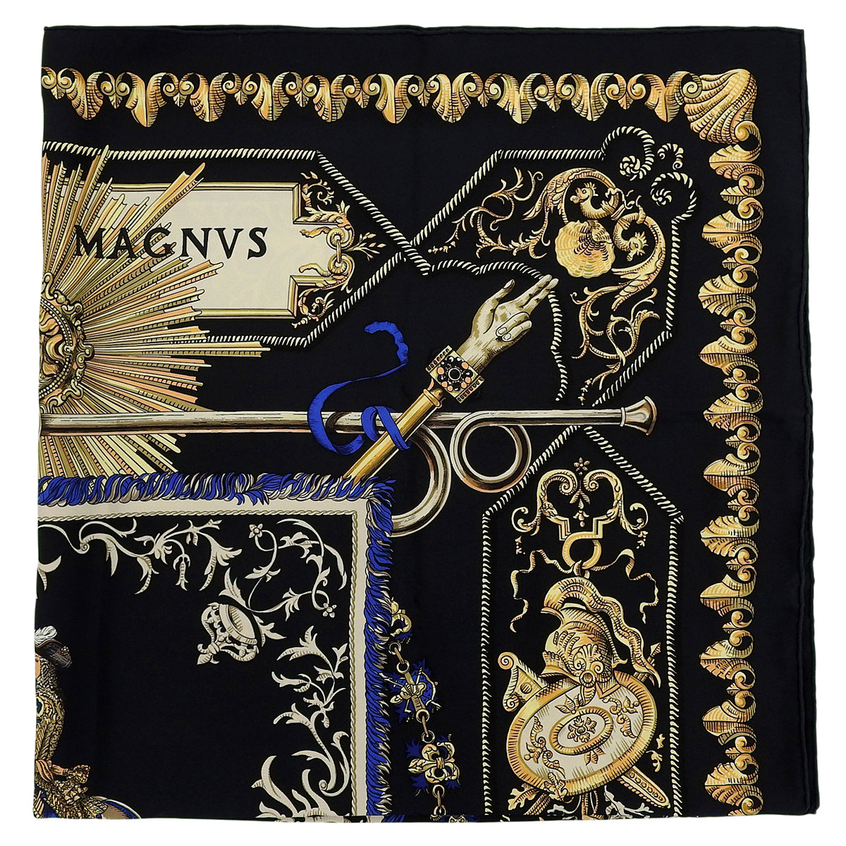 Carré 90 Lvdovicvs Magnvs Scarf Black/Yellow/Blue