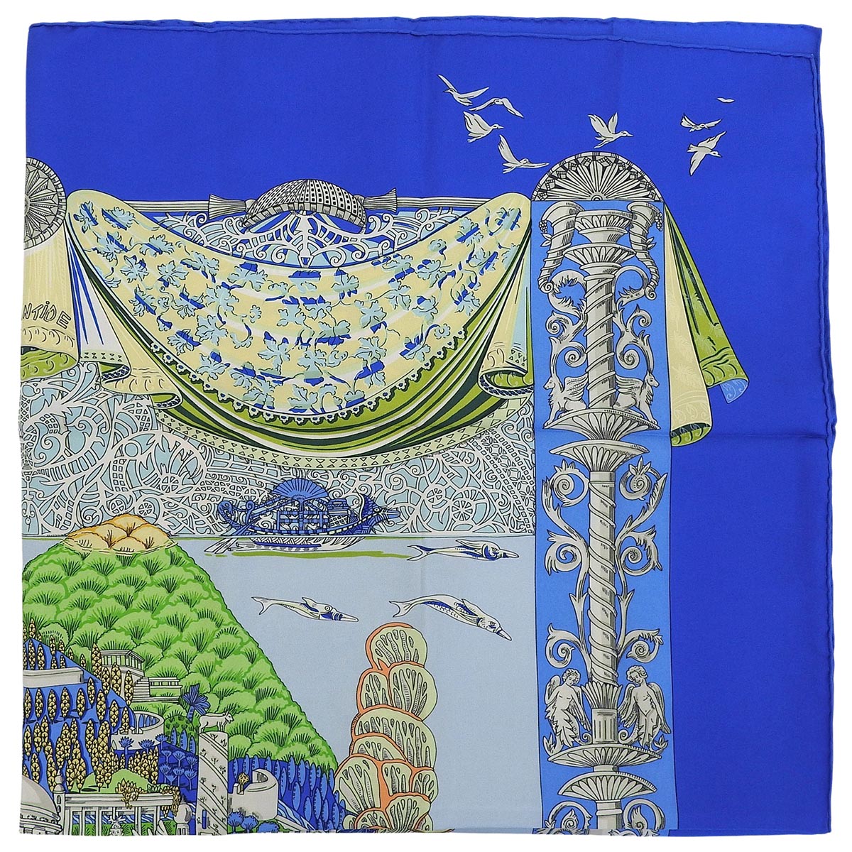 Carre 90 Atlantis Scarf Blue/Multi