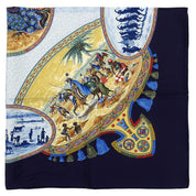 Carré 90 Cavaliers Peuls Pattern Scarf Navy/Multi